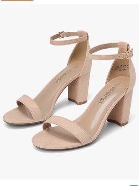 Dream Pairs Ankle Strap Block Heel Sandals | Nude